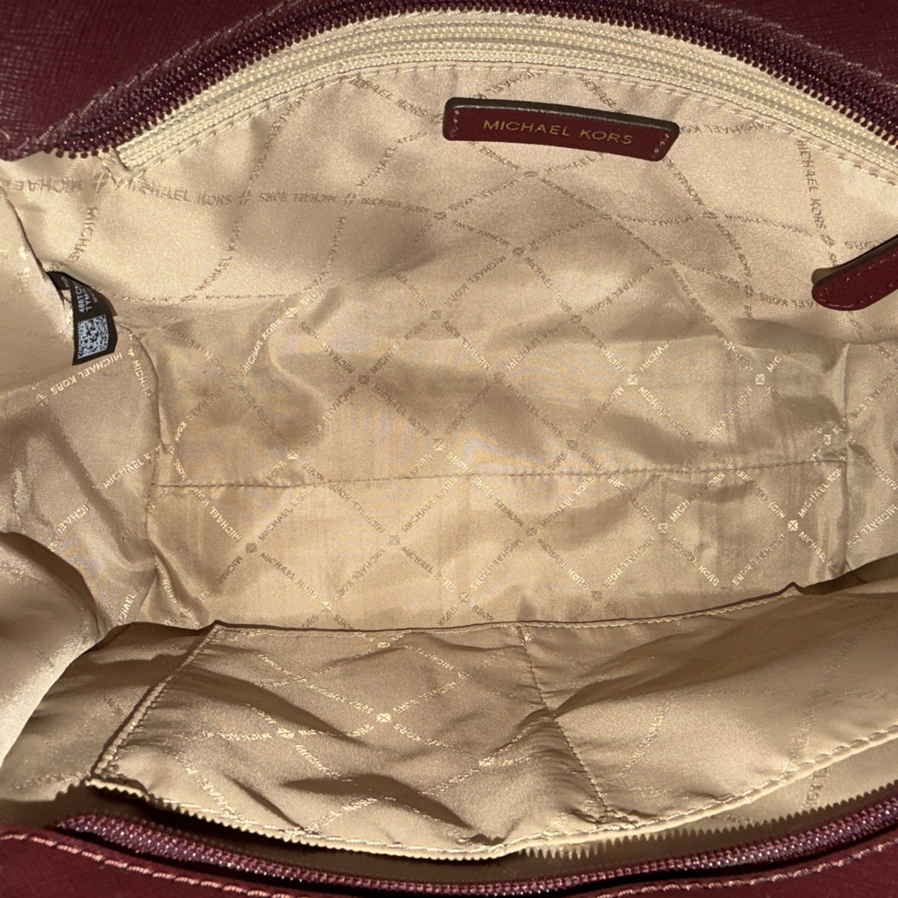 Michael Kors Jet Set Large Saffiano Burgundy Shoulder Bag - Picture 10 of 11